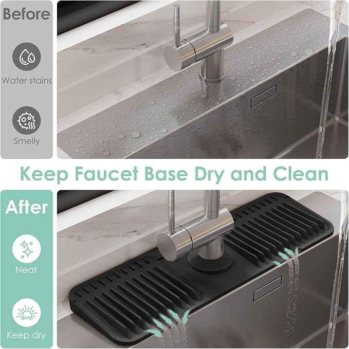 17.7 Inch Silicone Faucet Mat for Kitchen Sink Splash Guard - Image 6
