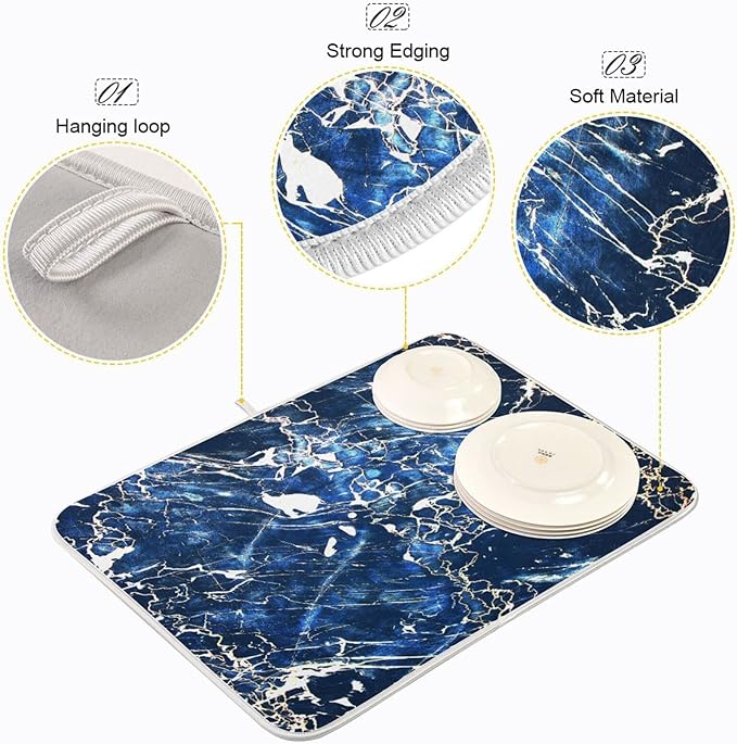 Super Absorbent Dish Drying Mat, Microfiber Fast-Drying Dish Mat, Kitchen Dish - Image 4