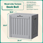 Devoko 40 Gallon Deck Box Outdoor Storage Box Waterproof for Patio, Large Outdoor Storage Bench Lockable for Outside (Gray, 40 Gallon) - Image 7
