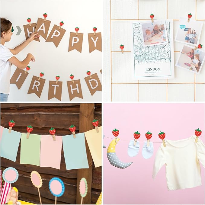 JarThenaAMCS 50 Pcs Strawberry Wooden Clip - Image 7