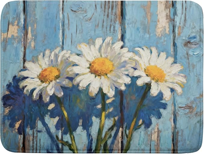 Daisy Floral Dish Drying Mat for Kitchen Counter 18x24 Spring Summer Theme by Aytipun