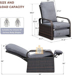ATR ART TO REAL Outdoor Wicker Recliner Chair with 5.5'' Cushions, Automatic Adjustable Patio Chaise Lounge Chairs, Aluminum Frame Reclining Chair, UV Resistant, Rustless (Grey) - Image 2