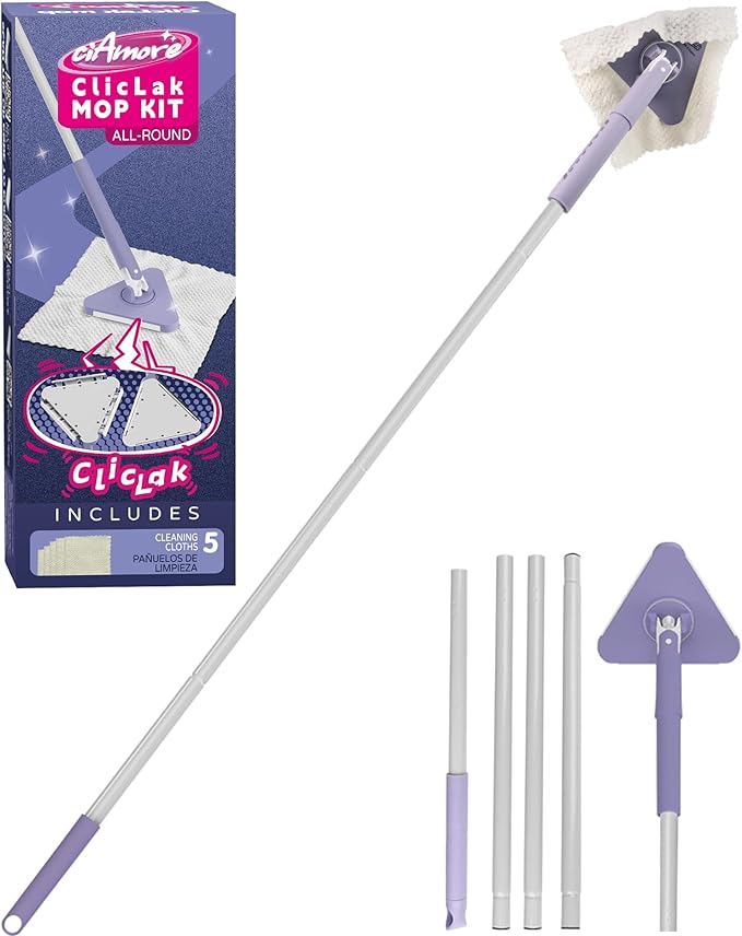 ClicLak Wall Cleaner Mop, Instantly Attach & Remove Cloth Touch-Free, by ClicLak