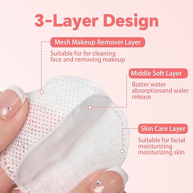 100% Pure Cotton Round Pads for Face, Lint-Free Makeup Remover Pads, - Image 3