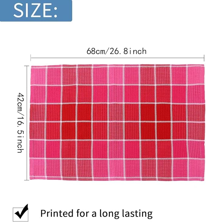 Bright Large Kitchen Towels, 16 Inch x 26 Inch Buffalo Check Dish Towels - Image 4