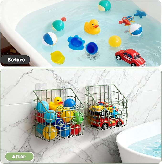 2 PackBath Toy Organizer, Wall Mounted Shower Storage Basket - Image 3