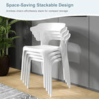 VECELO 4 Pack Plastic Stacking Chairs, Stackable Dining Chairs for Kitchen Restaurant Patio, Portable Indoor Outdoor Use, No Assembly Required, White - Image 4