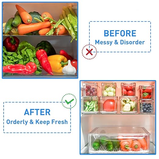 POMEAT 10 Pack Fridge Organizer, Stackable Refrigerator Organizer Bins - Image 7