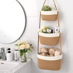 Hanging Storage Baskets, Over the Door Basket, Cotton Wall Baskets Storage - Image 6