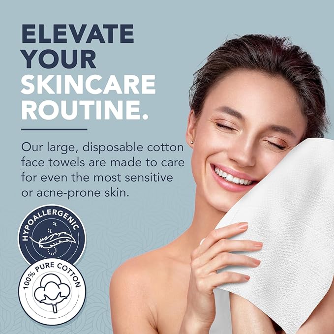 X-Large 100% Pure Cotton Face Towels – 50 Count Extra Large Disposable Wash - Image 5
