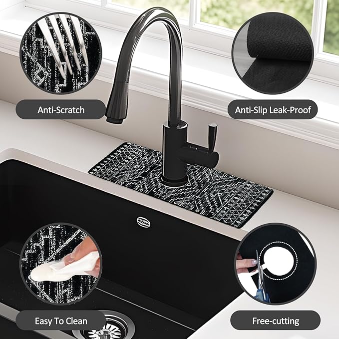 15" X 5.5" Kitchen Sink Splash Guard Faucet Mat Aztec Super Absorbent Fast - Image 4