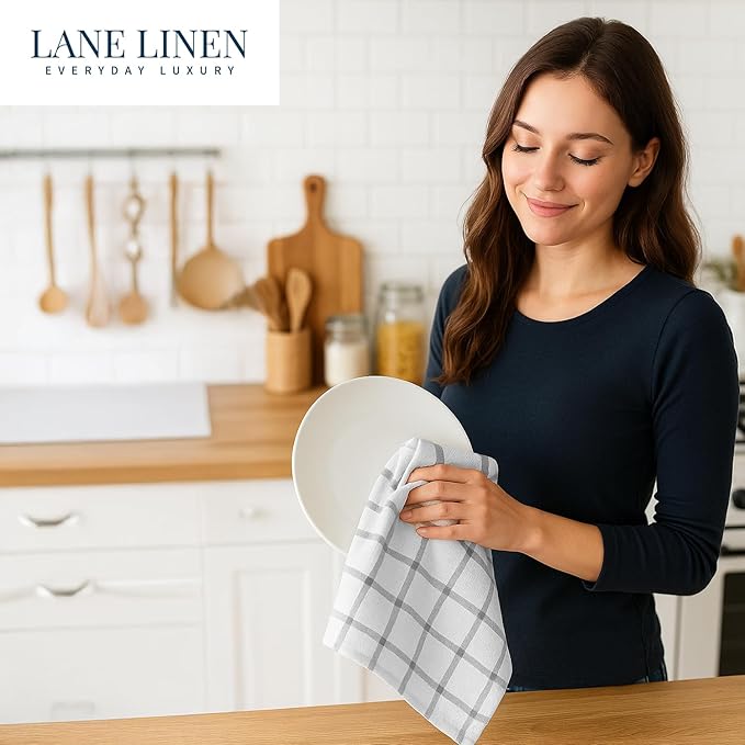 LANE LINEN Kitchen Towels & Dishcloths Set of 12-100% Cotton, Quick-Drying 18” - Image 8