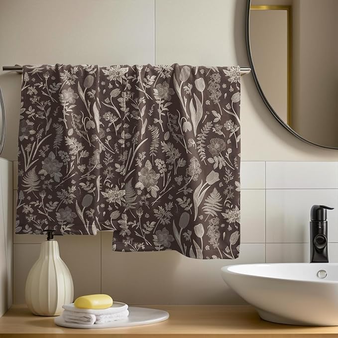 Dark Brown Spring Floral Hand Towels - Image 6