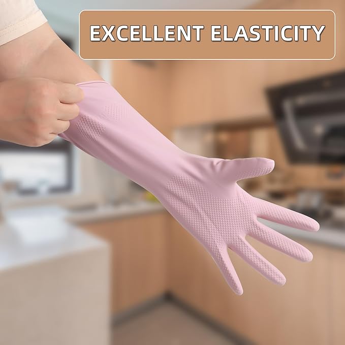 Dishwashing Rubber Gloves Reusable Kitchen Gloves 2Pairs Cleaning Gloves - Image 4