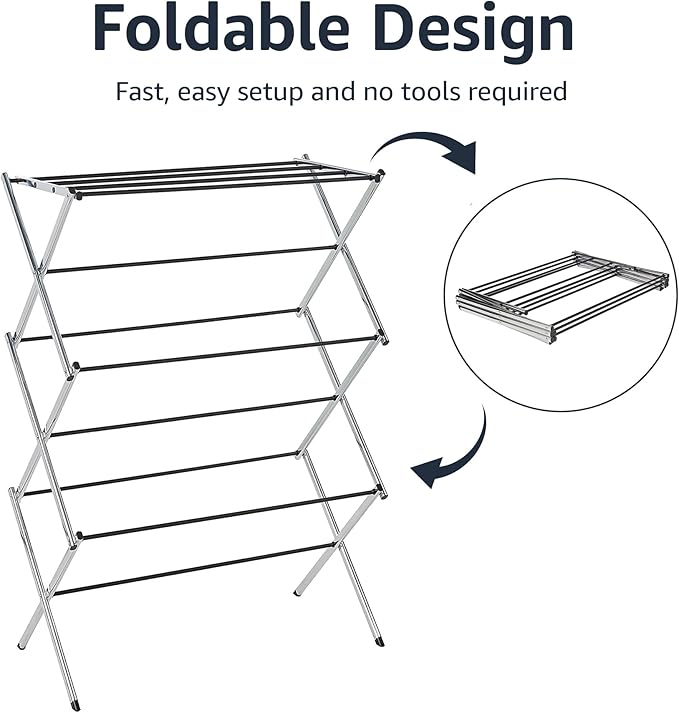 Amazon Basics Foldable Portable Metal Clothes Drying Rack - Image 4