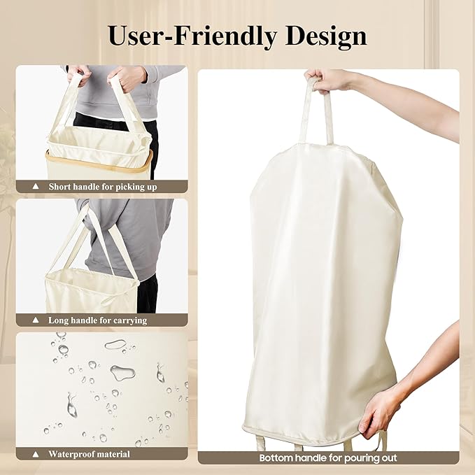 Slim Laundry Hamper, 60L Waterproof Narrow Laundry Basket - Image 5