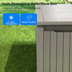 180 Gallon Outdoor Deck Box, Lockable Waterproof Outdoor Storage Boxes For Garden Tools,Indoor Cushions,Accessories Outside Storage Resin Weatherproof Container(Grey) - Image 6