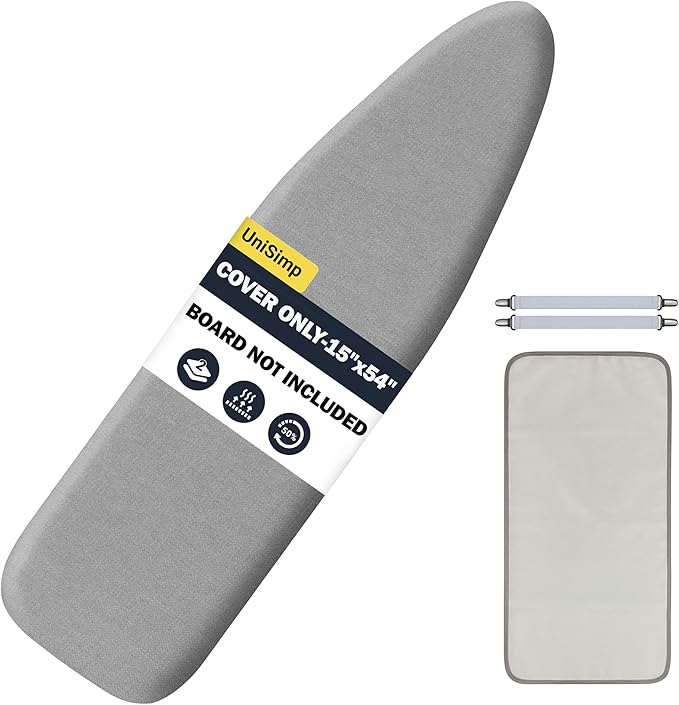 Ironing Board Cover and Pad 15"x54" Extra Thick Natural Cotton, Scorch and by UniSimp
