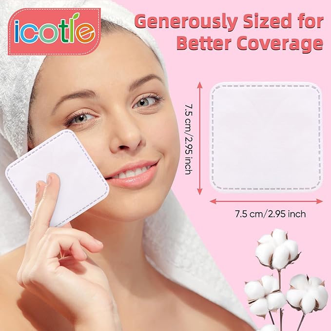 200-Count Eye Cotton Pads 100% Cotton Ultra Soft Square Cotton Pads, Spunlace - Image 4