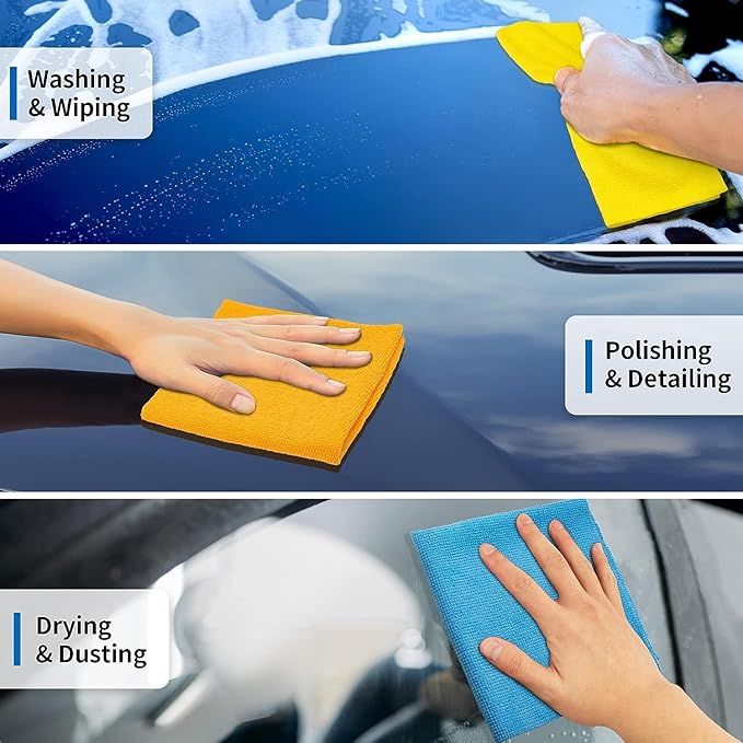 HOMERHYME Microfiber Towels for Cars, 24 Pack Microfiber Cleaning Cloths - Image 3