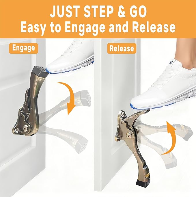 Kickdown Door Stopper, 2 Packs Door Holder to Keep Door Open, 4 Inch One Touch - Image 2
