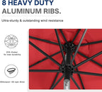ABCCANOPY Durable Solar Led Patio Umbrellas with 32LED Lights 11FT（Red） - Image 7