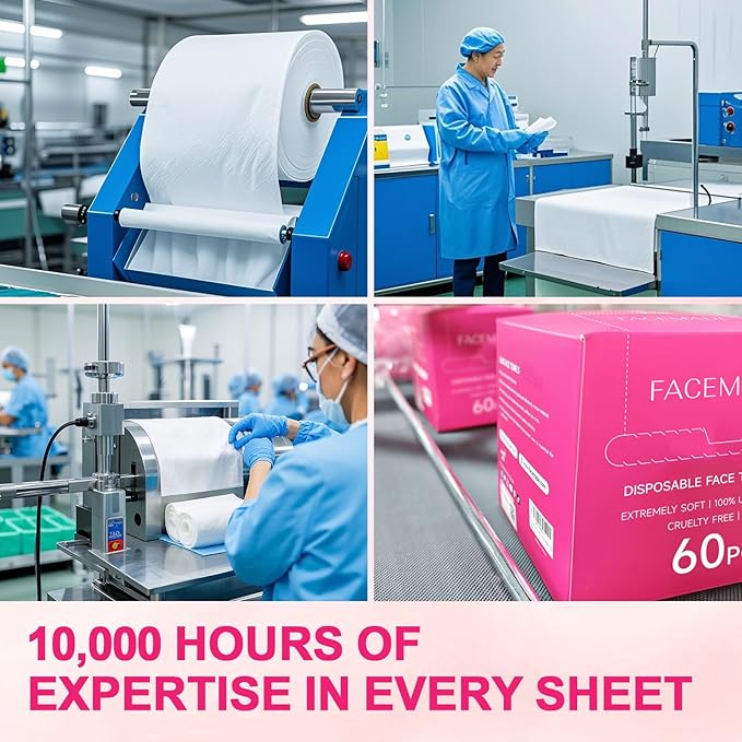FACEMADE 60 Count Disposable Face Towels, 100% USDA Biobased Face Towelettes - Image 7