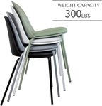 2xhome Modern Stackable Armless Dining Chair | Plastic Shell Seat with Metal Legs | Indoor or Outdoor Use | Home Kitchen Patio (1, Green, Padded Seat) - Image 4
