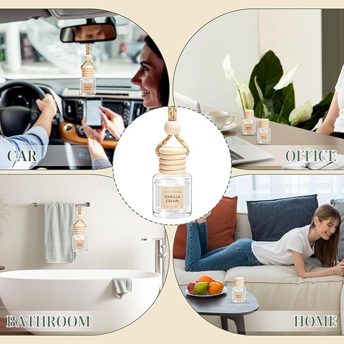 AROIC Hanging Car Air Freshener, 6 Pack Vanilla Cream Long Lasting & Refillable - Image 7