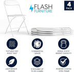 Flash Furniture Hercules Series Plastic Folding Chair - White - 4 Pack 650LB Weight Capacity Comfortable Event Chair-Lightweight Folding Chair - Image 3