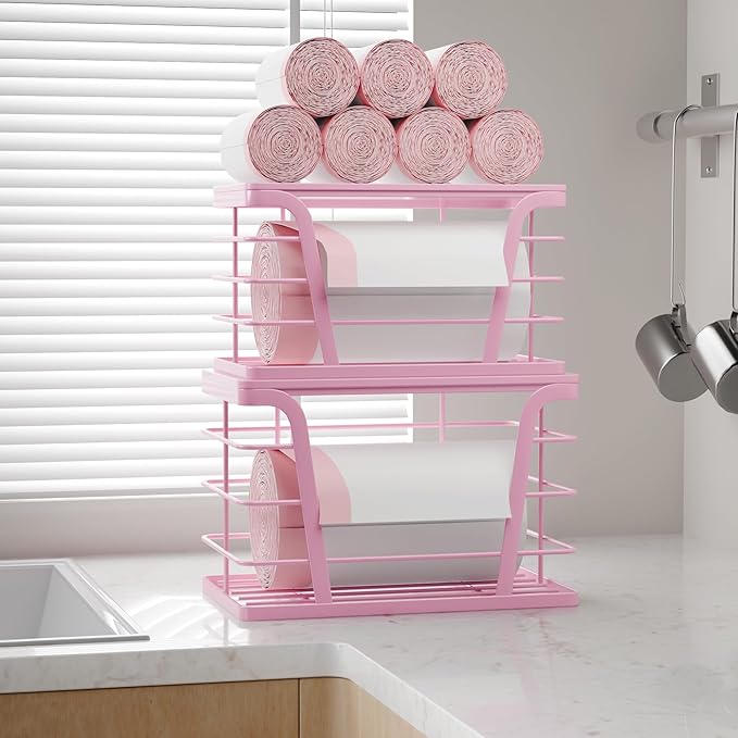 2 Pack Pink Trash Bag Holder - Image 6