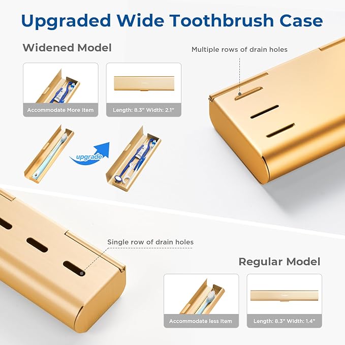 Wider Aluminum Toothbrush Travel Case, Portable Travel Toothbrush Holder - Image 5