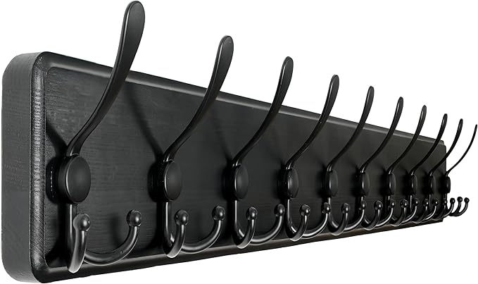 WEBI Coat Rack Wall Mount, 38 9/16" Long, 10 Tri Hooks by WEBI