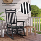 VINGLI Wooden Rocking Chair, Outdoor Chair with 450 lbs Support, Relaxing Rocker with Solid Wood High Back Seat Reclining Seat for Deck, Garden, Backyard, Porch, Indoor or Outdoor Use (Black, 2PCS) - Image 6