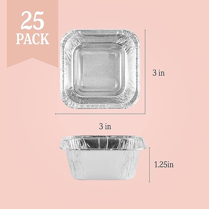 PLASTICPRO ''Disposable'' Mini Size 3'' X 3 X 2'' Inch Square Aluminum Tin Foil - Image 5