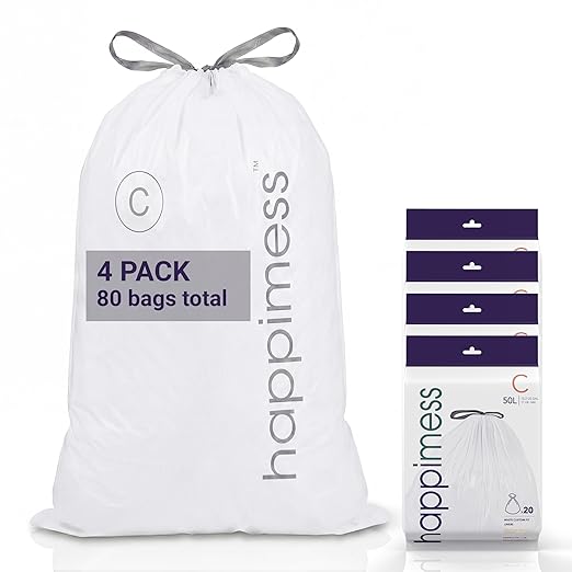 happimess 13.2 Gallon Drawstring Trash Bags, Heavy Duty LDPE Liners by Happimess