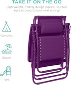 Best Choice Products Folding Zero Gravity Outdoor Recliner Patio Lounge Chair w/Adjustable Canopy Shade, Headrest, Side Accessory Tray, Textilene Mesh - Amethyst - Image 7