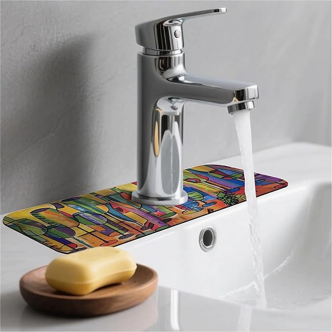 Kitchen Sink Splash Guard，Colored glass bottles Faucet Mat Sink Gadgets-Super - Image 2