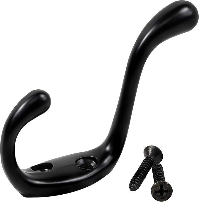 Rok Hardware Heavy Duty Dual Coat Hook, 10 Pack ROKCH101BLK by Rok