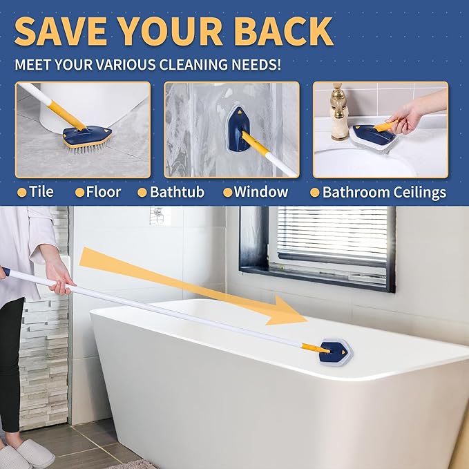 BOOMJOY Tub Scrubber with Long Handle, No Scratch Shower Cleaning Brush - Image 2