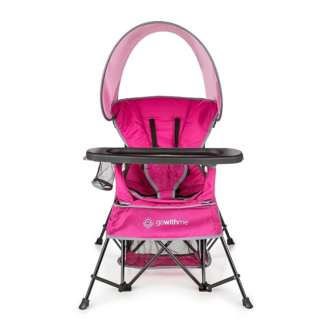 Baby Delight Go with Me Venture Portable Chair | Indoor and Outdoor | Sun Canopy | 3 Child Growth Stages | Pink by BabyDelight