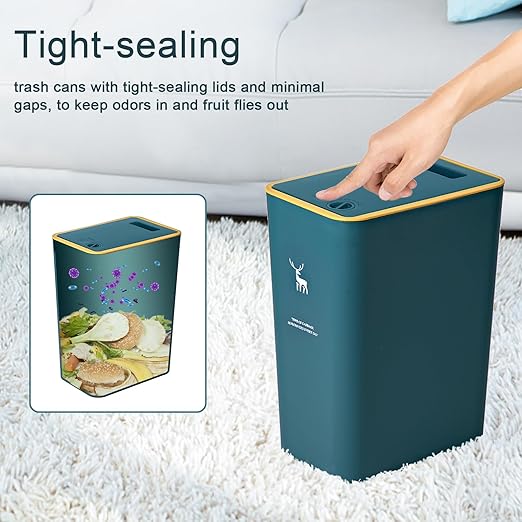XPIY Trash Can with Lid, 2 Pack 4 Gallons/15 Liters Garbage Can with Press Top - Image 3