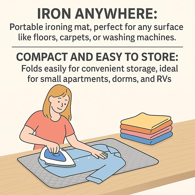 Magnetic Portable Ironing Mat 18" x 31" – Quilted Heat-Resistant Ironing Blanket - Image 6