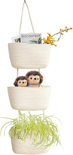 AARAINBOW Wall Hanging Cotton Baskets, Large 3 Tier Decorative Basket by AARAINBOW