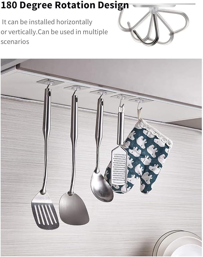 Adhesive Hooks Utility Hooks 44 lb/ 20 kg, Heavy Duty Coat Hooks Waterproof and - Image 5