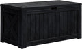 Greesum 120 Gallon Deck Box, Resin Outdoor Storage Container for Patio Furniture, Garden Tools, Pool Accessories, Weatherproof, Lockable, Black by BuynowfromGreesum