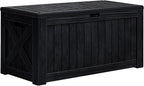 Greesum 120 Gallon Deck Box, Resin Outdoor Storage Container for Patio Furniture, Garden Tools, Pool Accessories, Weatherproof, Lockable, Black by BuynowfromGreesum
