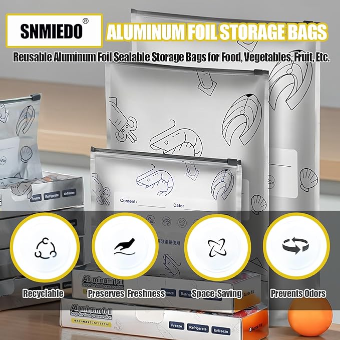 Reusable Aluminum Foil Sealable Storage Bags - Image 2