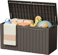 Greesum 110 Gallon Outdoor Storage Box with Lockable Lid, All-Weather Solution for Patio Furniture, Pool Supplies & Garden Tools, Waterproof, UV-Resistant Large Deck Box, Brown by BuynowfromGreesum
