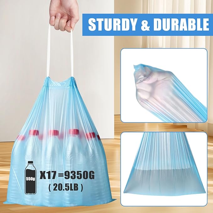 4 Gallon Trash Bags Drawstring 100 Count, JUKFITA Strong Small Garbage Bags - Image 4